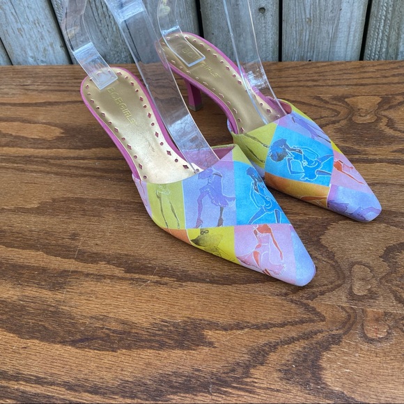 Vintage 90s 1990s y2k 2000s Trendy Fashion girl sling back Block Heels 6 - Picture 11 of 11